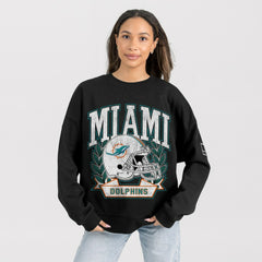 Miami Dolphins Gameday Couture Women's Oversized Victory Lane Black Label Premium Fleece Sweatshirt | NFL Near me