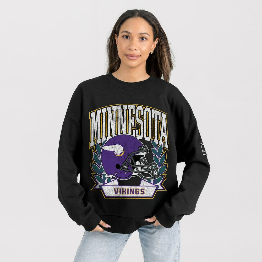Minnesota Vikings Gameday Couture Women's Oversized Victory Lane Black Label Premium Fleece Sweatshirt | NFL Discount