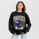Minnesota Vikings Gameday Couture Women's Oversized Victory Lane Black Label Premium Fleece Sweatshirt | NFL Discount
