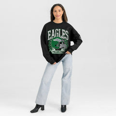 Philadelphia Eagles Gameday Couture Women's Oversized Victory Lane Black Label Premium Fleece Sweatshirt | NFL Online