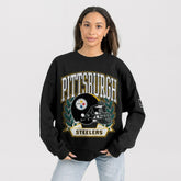 Pittsburgh Steelers Gameday Couture Women's Oversized Victory Lane Black Label Premium Fleece Sweatshirt | NFL Online