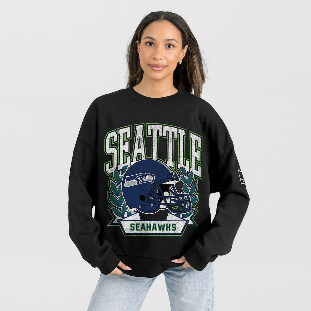 Seattle Seahawks Gameday Couture Women's Oversized Victory Lane Black Label Premium Fleece Sweatshirt | NFL New