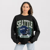 Seattle Seahawks Gameday Couture Women's Oversized Victory Lane Black Label Premium Fleece Sweatshirt | NFL New