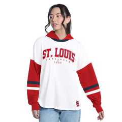St. Louis Cardinals G-III 4Her by Carl Banks Women's Key Player Oversized Hooded Long Sleeve T-Shirt - MLB T-shirts