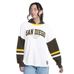 San Diego Padres G-III 4Her by Carl Banks Women's Key Player Oversized Hooded Long Sleeve T-Shirt - MLB T-shirts