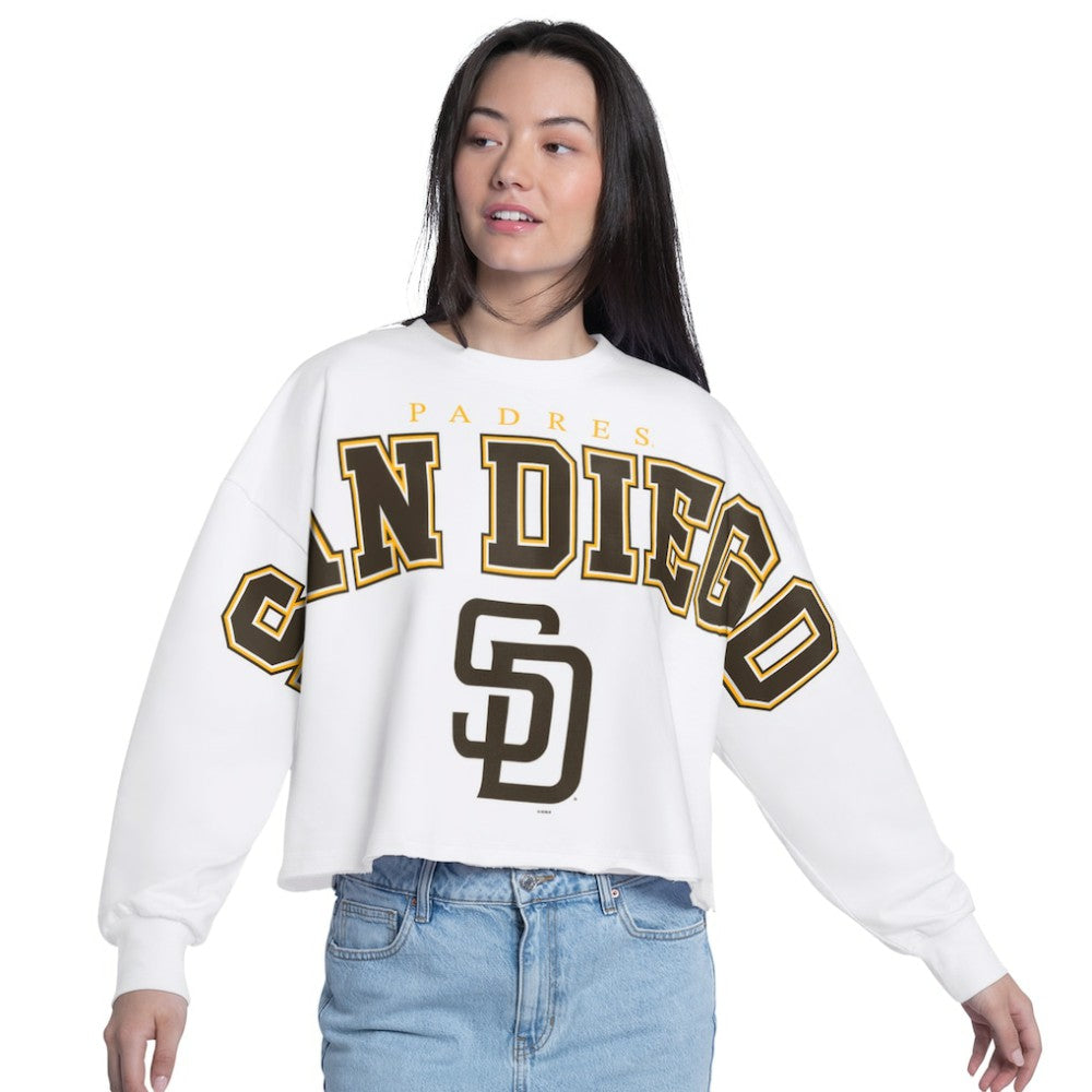 San Diego Padres G-III 4Her by Carl Banks Women's Bleachers Cropped Pullover Sweatshirt - MLB Pullover
