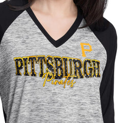 Pittsburgh Pirates G-III 4Her by Carl Banks Women's Speed Training 3/4-Sleeve Rhinestone V-Neck T-Shirt - MLB T-shirts