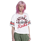 Cincinnati Reds Starter Women's Cropped Hurry Up Offense T-Shirt - MLB T-shirts
