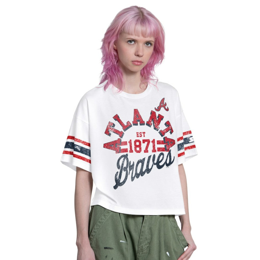 Atlanta Braves Starter Women's Cropped Hurry Up Offense T-Shirt - MLB T-shirts