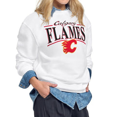 Calgary Flames Starter Women's Arch Stripe Fleece Sweatshirt - NHL Sweatshirts