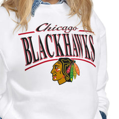 Chicago Blackhawks Starter Women's Arch Stripe Fleece Sweatshirt - NHL Sweatshirts