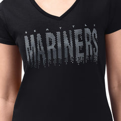 Seattle Mariners G-III 4Her by Carl Banks Women's Metallic Drop Lightweight V-Neck T-Shirt - MLB T-shirts