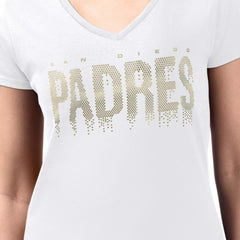 San Diego Padres G-III 4Her by Carl Banks Women's Metallic Drop Lightweight V-Neck T-Shirt - MLB T-shirts