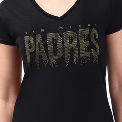 San Diego Padres G-III 4Her by Carl Banks Women's Metallic Drop Lightweight V-Neck T-Shirt - MLB T-shirts