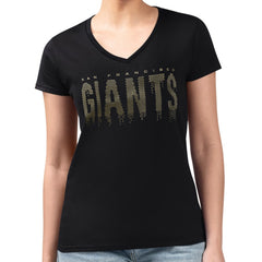 San Francisco Giants G-III 4Her by Carl Banks Women's Metallic Drop Lightweight V-Neck T-Shirt - MLB T-shirts