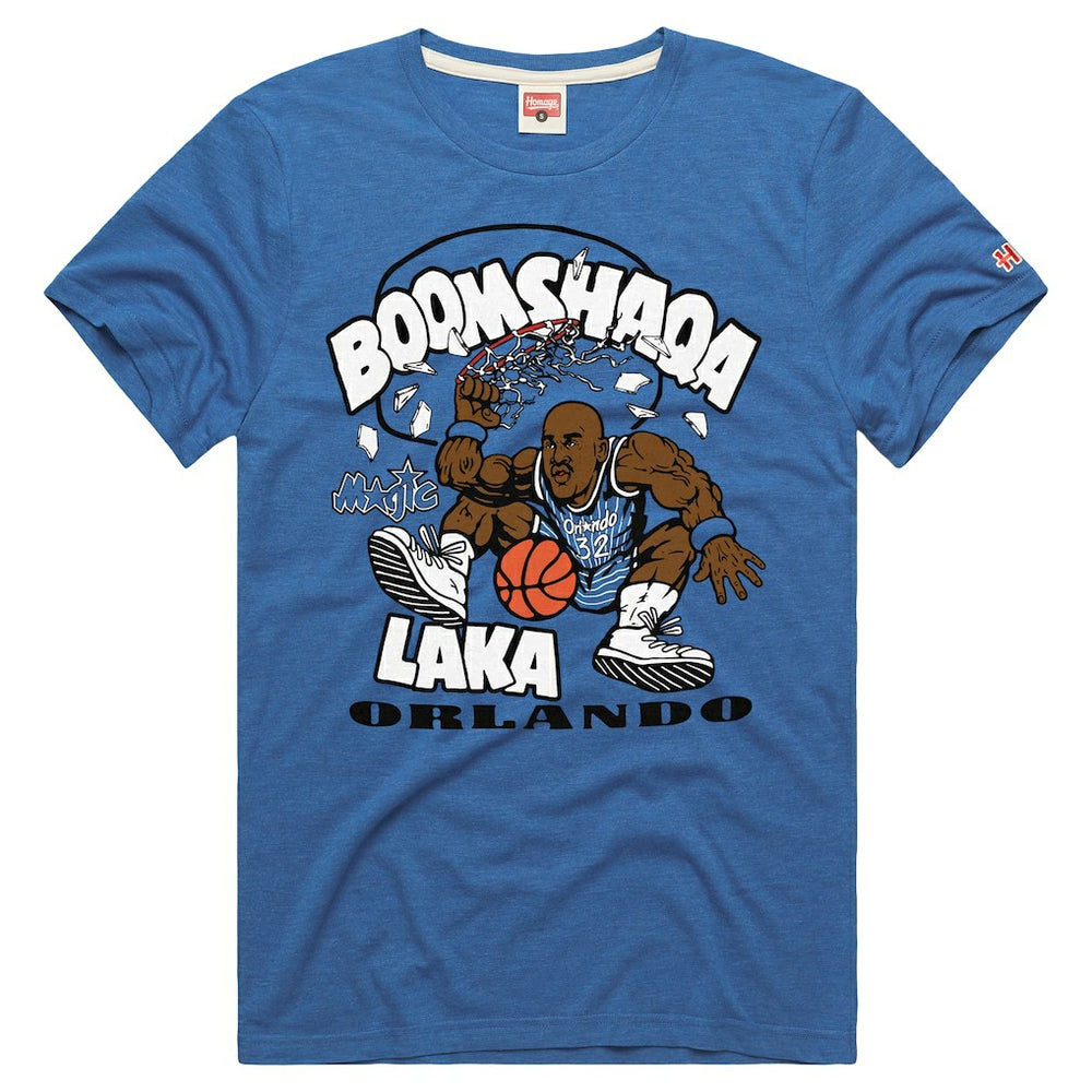 Blue Shaquille O'Neal Orlando Magic Homage Unisex Boomshaqalaka Tri-Blend T-Shirt | NBA