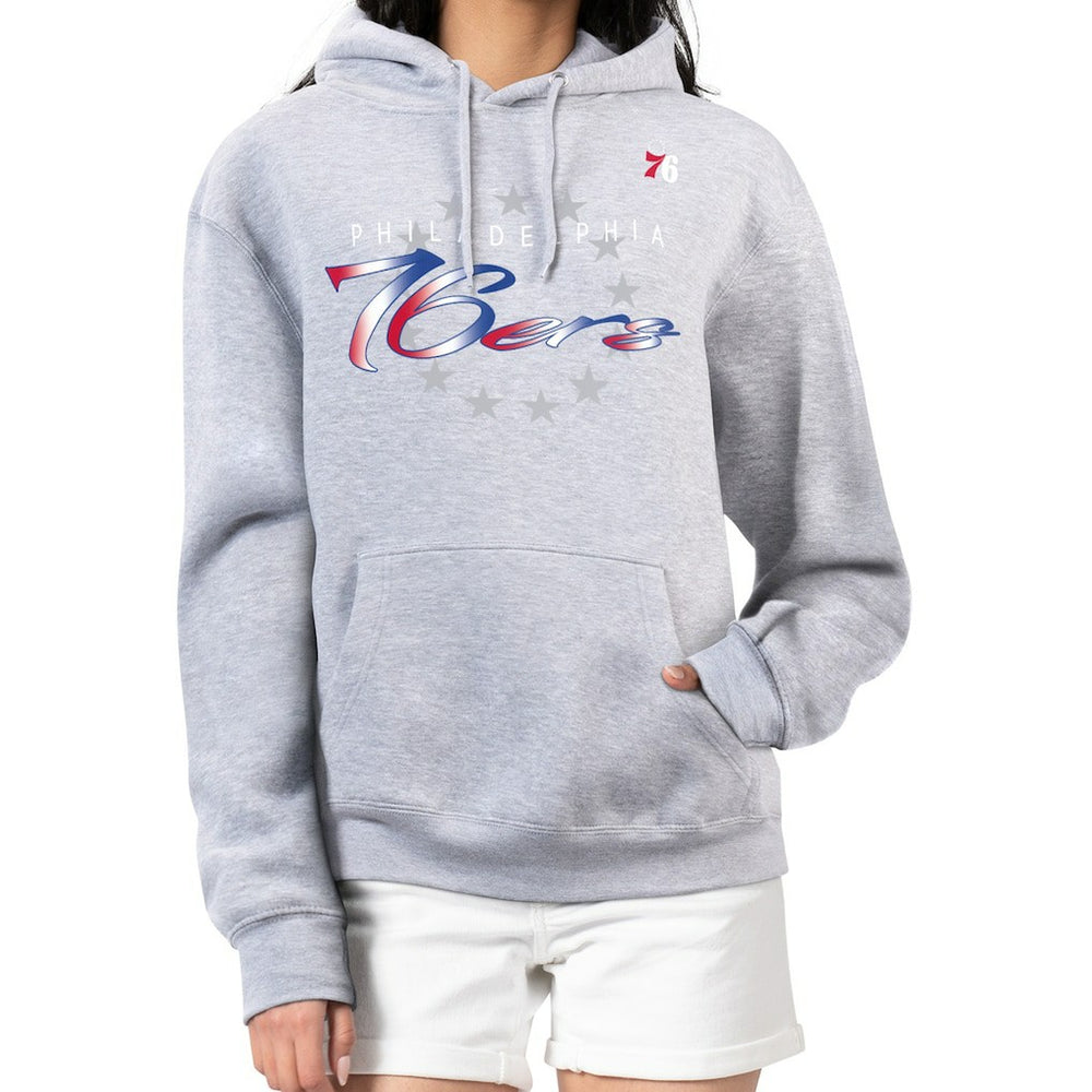 Gray Philadelphia 76ers G-III 4Her by Carl Banks Women's Shadow Logo Tri-Blend Fleece Hoodie | NBA