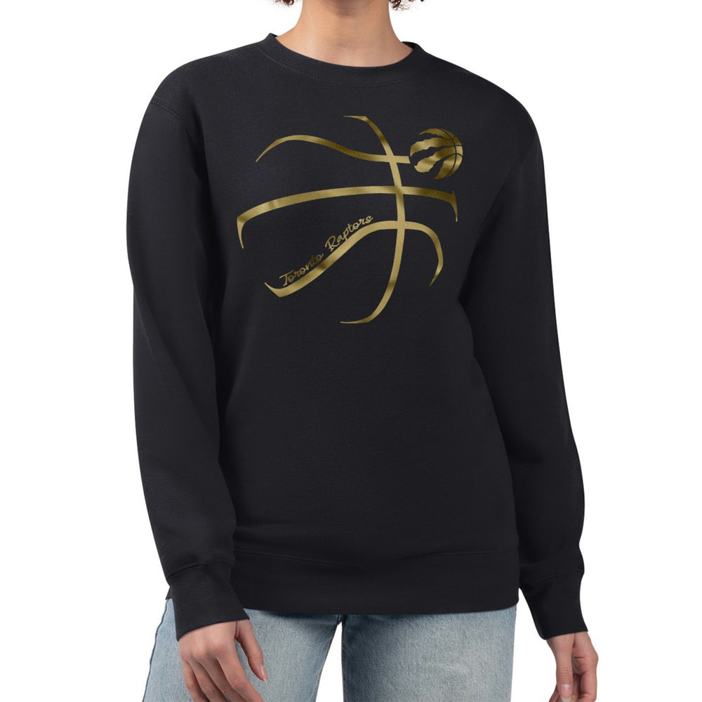 Black Toronto Raptors G-III 4Her by Carl Banks Women's Metallic Print Basketball Sketch Fleece Sweatshirt | NBA