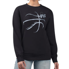 Black Philadelphia 76ers G-III 4Her by Carl Banks Women's Metallic Print Basketball Sketch Fleece Sweatshirt | NBA