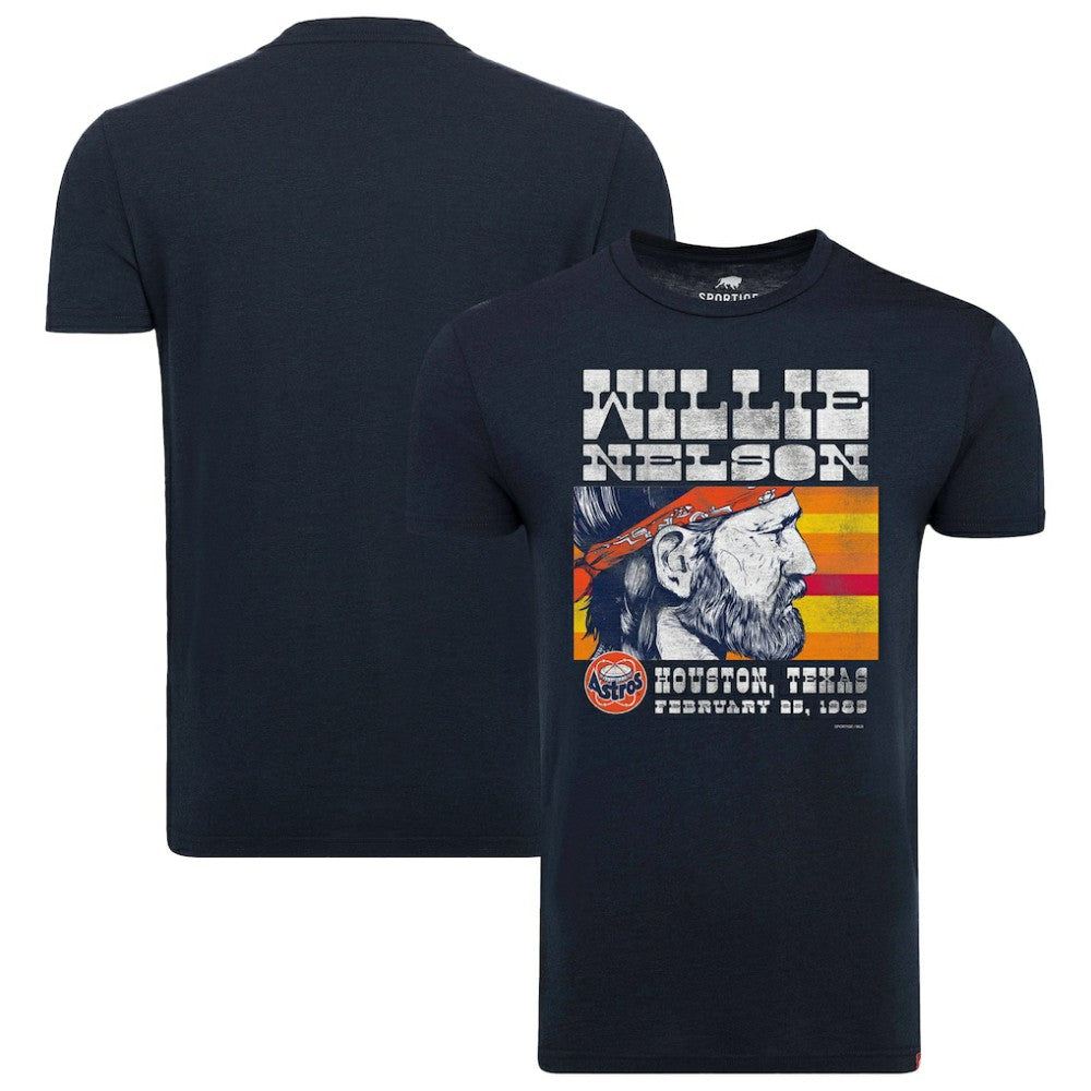 Houston Astros x Willie Nelson Sportiqe Unisex Comfy Tri-Blend T-Shirt - MLB T-shirts