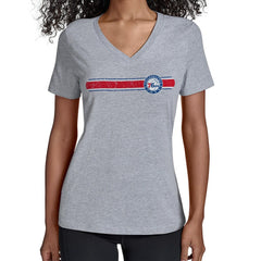 Gray Philadelphia 76ers Starter Women's Team Stripe V-Neck T-Shirt | NBA