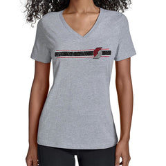 Gray Portland Trail Blazers Starter Women's Team Stripe V-Neck T-Shirt | NBA