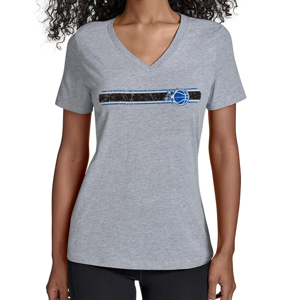 Gray Orlando Magic Starter Women's Team Stripe V-Neck T-Shirt | NBA