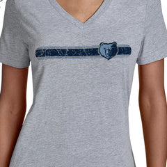 Gray Memphis Grizzlies Starter Women's Team Stripe V-Neck T-Shirt | NBA