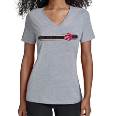 Gray Toronto Raptors Starter Women's Team Stripe V-Neck T-Shirt | NBA