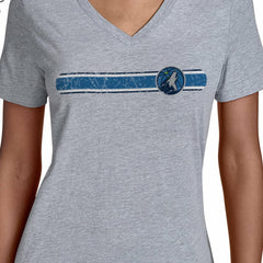 Gray Minnesota Timberwolves Starter Women's Team Stripe V-Neck T-Shirt | NBA