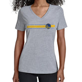Gray Golden State Warriors Starter Women's Team Stripe V-Neck T-Shirt sale | NBA