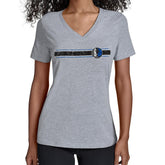 Gray Dallas Mavericks Starter Women's Team Stripe V-Neck T-Shirt sale | NBA