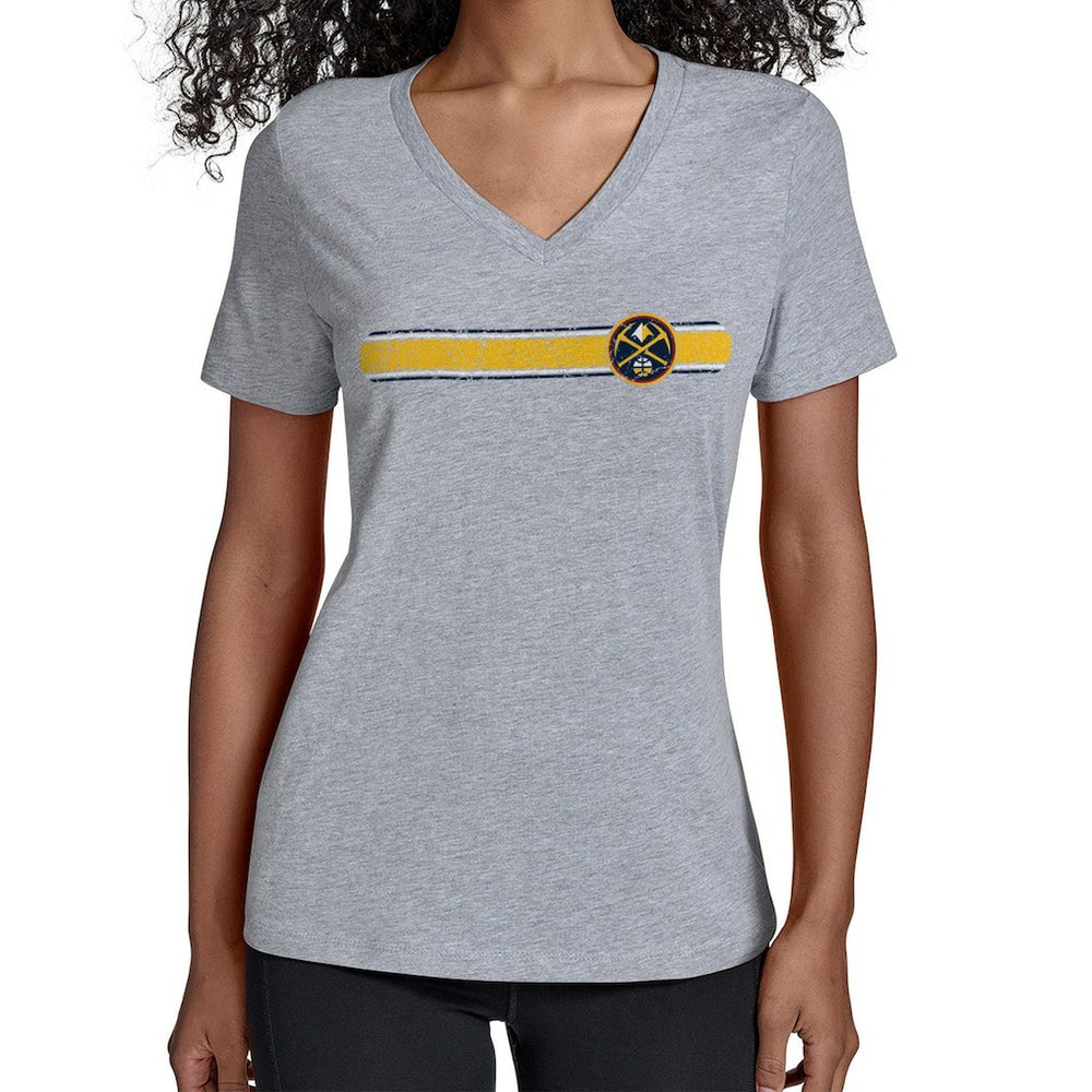 Gray Denver Nuggets Starter Women's Team Stripe V-Neck T-Shirt sale | NBA