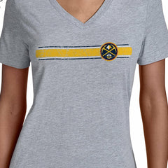 Gray Denver Nuggets Starter Women's Team Stripe V-Neck T-Shirt sale | NBA
