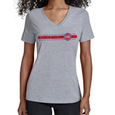 Gray Detroit Pistons Starter Women's Team Stripe V-Neck T-Shirt sale | NBA