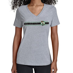 Gray Boston Celtics Starter Women's Team Stripe V-Neck T-Shirt | NBA