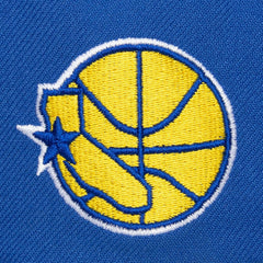 Royal Golden State Warriors Hardwood Classics Old School Stacked Text Snapback Hat sale | NBA