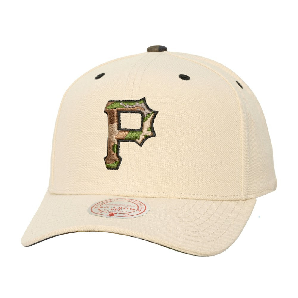Pittsburgh Pirates Mitchell & Ness Unisex Camo Logo Pro Crown Snapback Hat - MLB Hats