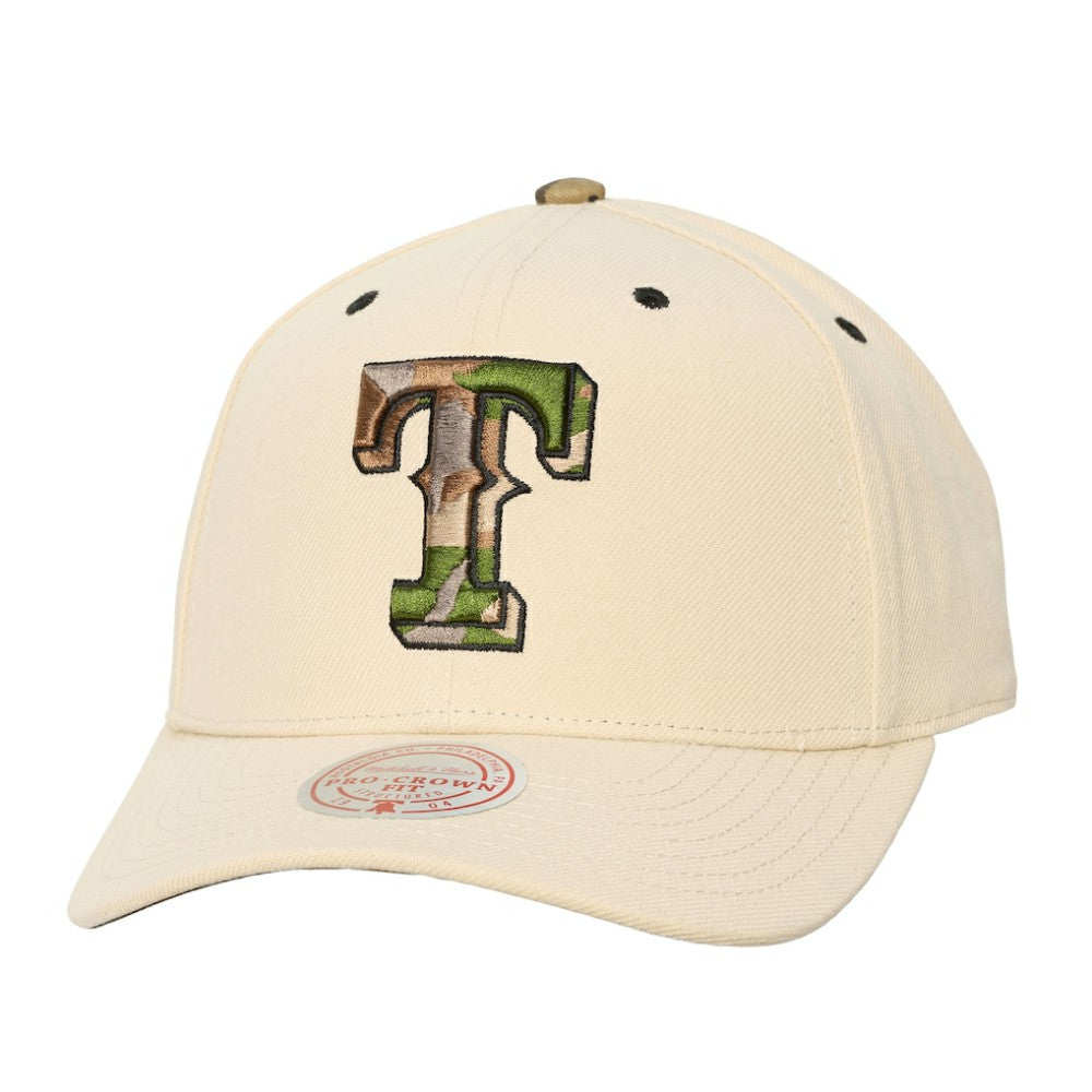 Texas Rangers Mitchell & Ness Unisex Camo Logo Pro Crown Snapback Hat - MLB Hats