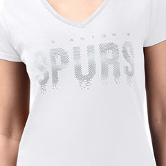 White San Antonio Spurs G-III 4Her by Carl Banks Women's Super-Slim-Fit Metallic Drop Lightweight V-Neck T-Shirt | NBA