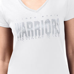White Golden State Warriors G-III 4Her by Carl Banks Women's Super-Slim-Fit Metallic Drop Lightweight V-Neck T-Shirt sale | NBA