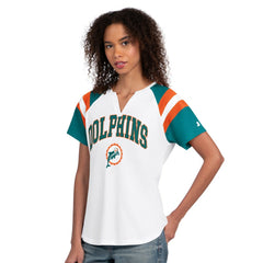 Miami Dolphins Starter Women's Game On Notch Neck T-Shirt | NFL Hot