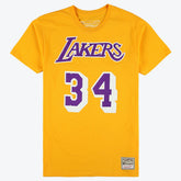 Gold Shaquille O'Neal Los Angeles Lakers Unisex Hardwood Classics Name & Number T-Shirt | NBA
