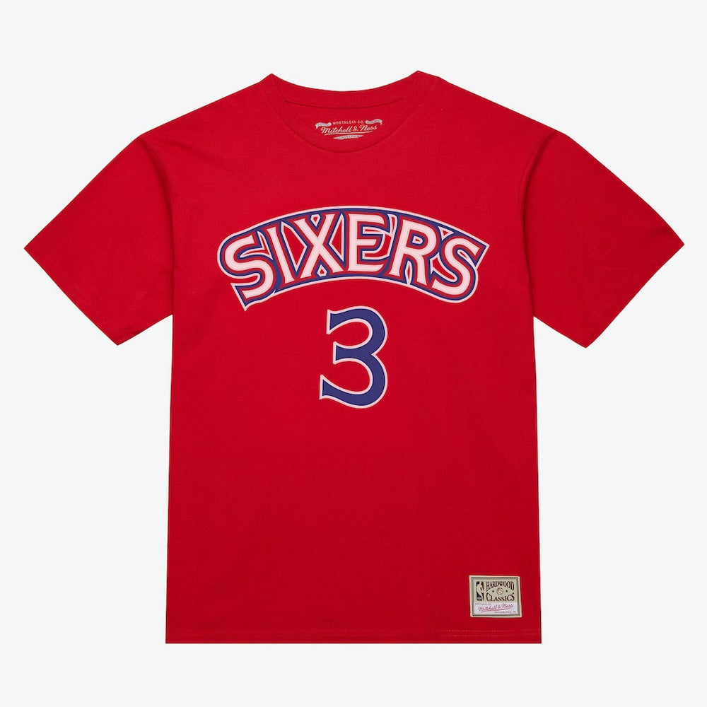 Red Allen Iverson Philadelphia 76ers Unisex Hardwood Classics Name & Number T-Shirt | NBA