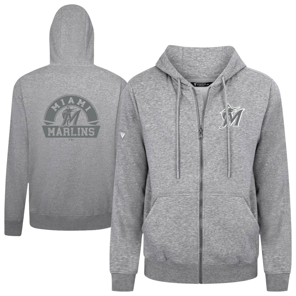 Miami Marlins Levelwear Podium Chenille Logo Full-Zip Hoodie - MLB Hoodies