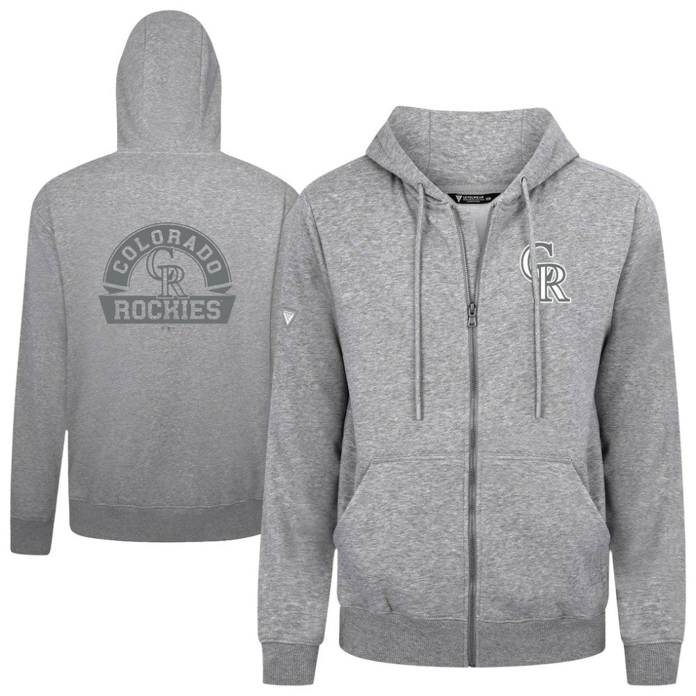 Colorado Rockies Levelwear Podium Chenille Logo Full-Zip Hoodie - MLB Hoodies