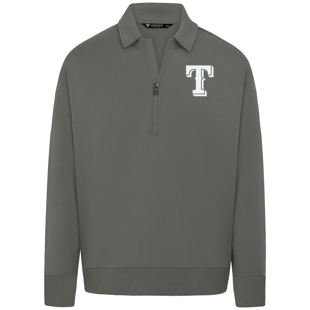 Texas Rangers Levelwear Luxe Signature Quarter-Zip Chenille Logo Tri-Blend Sweatshirt - MLB Sweatshirts