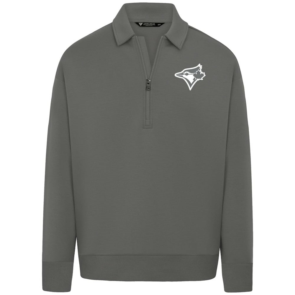 Toronto Blue Jays Levelwear Luxe Signature Quarter-Zip Chenille Logo Tri-Blend Sweatshirt - MLB Sweatshirts
