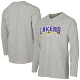 Gray Los Angeles Lakers Concepts Sport Hawthorn Thermal Knit Long Sleeve Henley T-Shirt | NBA