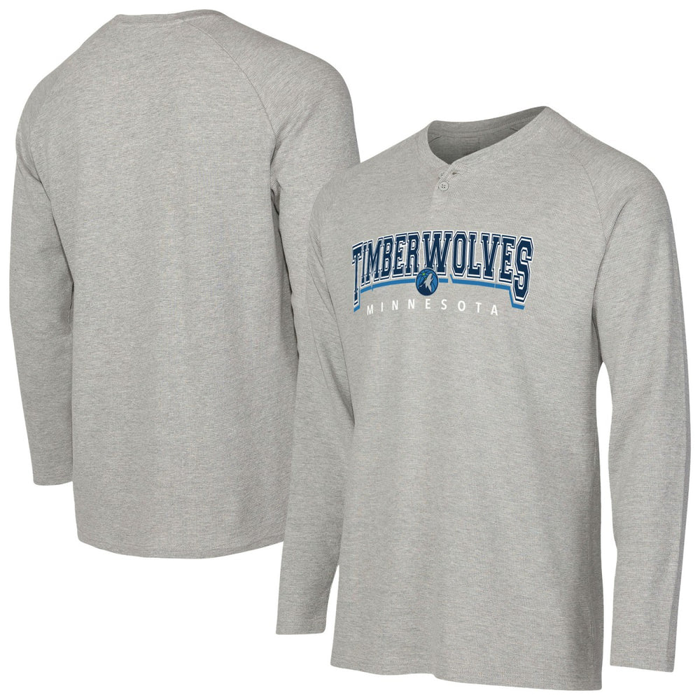 Gray Minnesota Timberwolves Concepts Sport Hawthorn Thermal Knit Long Sleeve Henley T-Shirt | NBA